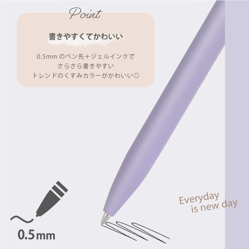 ジェルインクボールペン Gel Pen 黒インク 0.5mm 1箱 10本 5色×2本（アイボリー、ピンク、ブルー、グリーン、パープル） 滑らかな書き心地 文具 deli Nusign｜yokohama-toner｜02