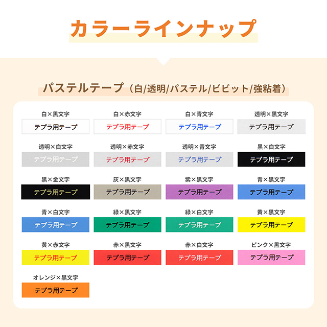 テプラ テープ テプラプロ テプラPRO用互換 キングジム対応 18mm(テープ幅) カラー自由選択 3個 色が選べる 互換テープ  フリーチョイス テプラテープ｜yokohama-toner｜04