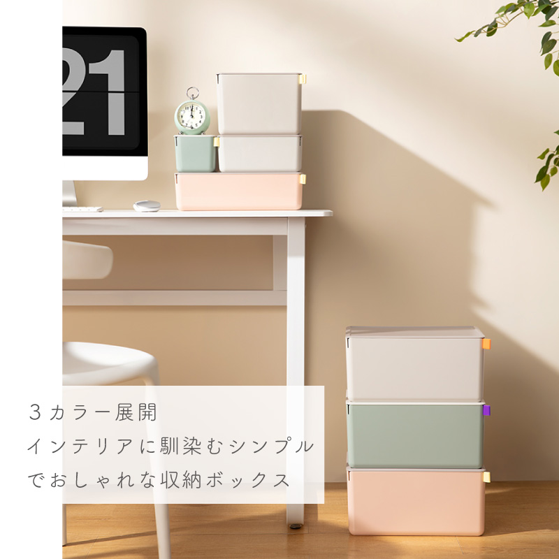 フタ付き収納ボックス 正方形(浅) 幅21.2×奥行21.2×高さ9.4（cm