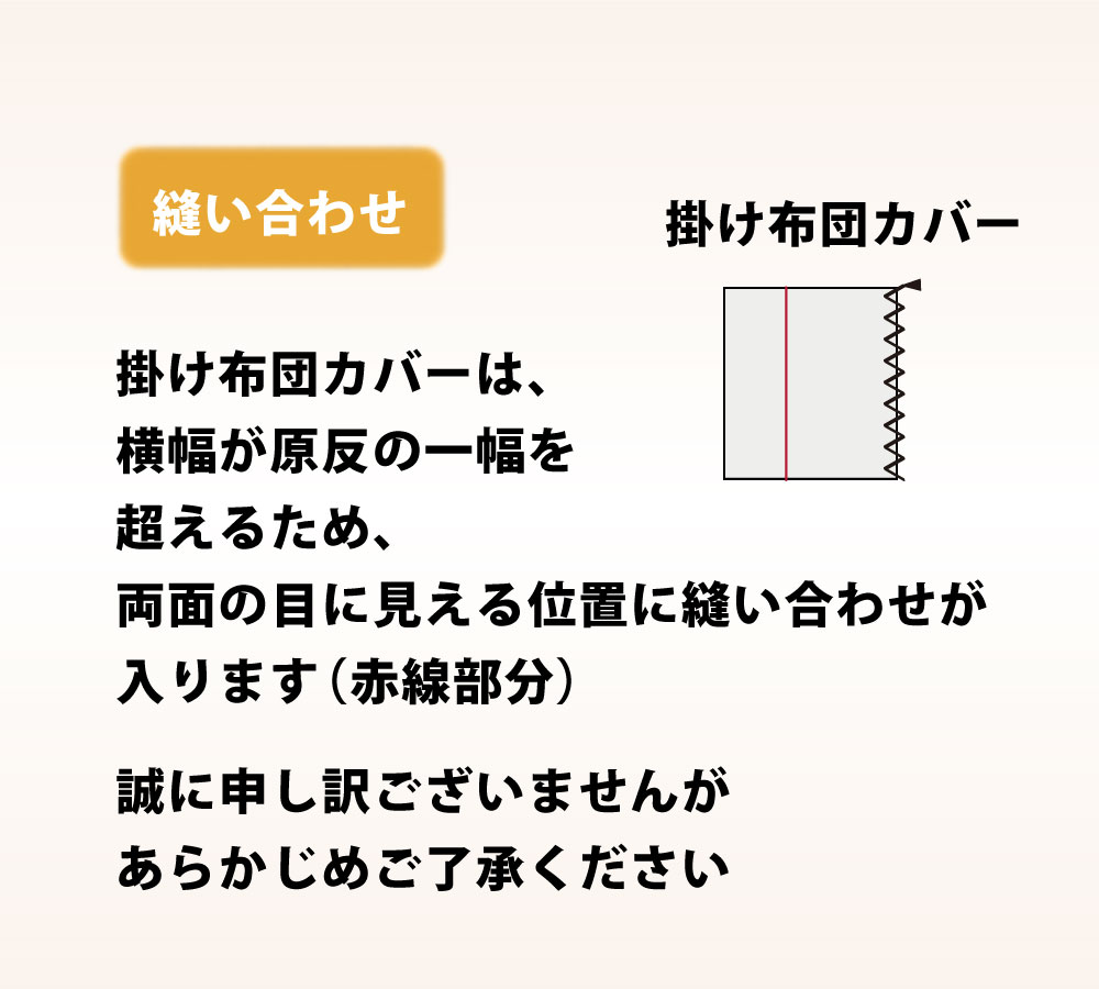 掛け布団カバーは縫い合わせあり