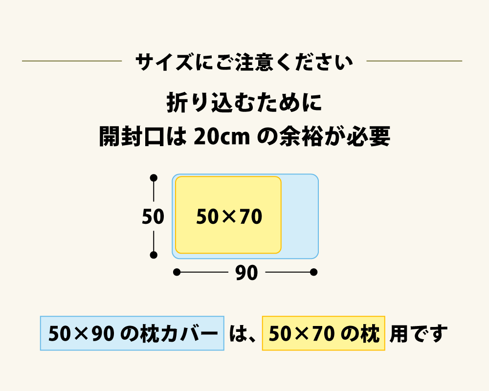 50×90の枕カバーは50×70cmの枕に最適