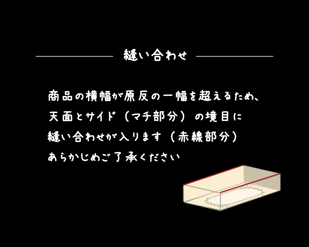 天面とサイドの境目に縫い合わせあり