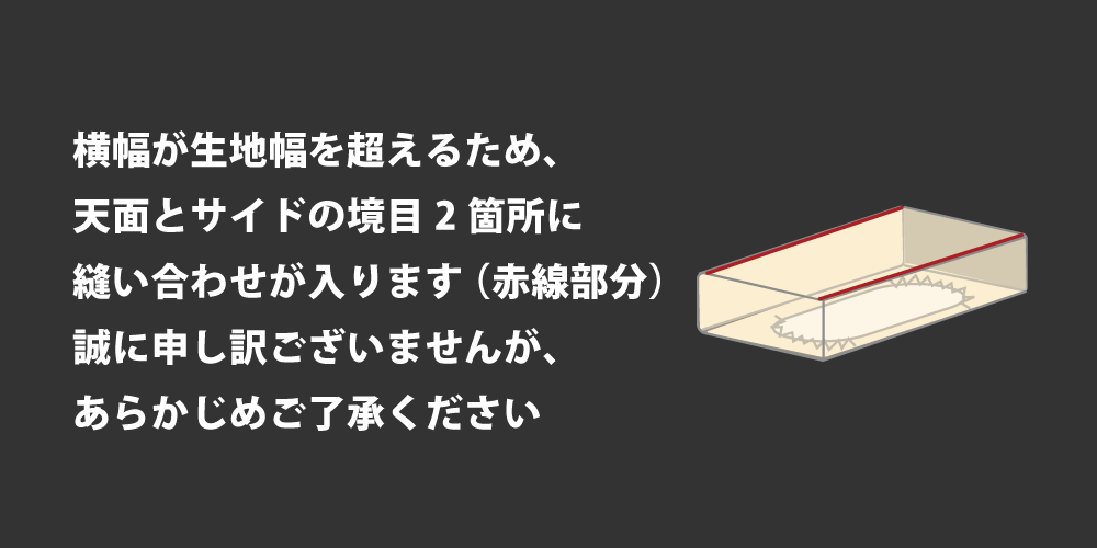ボックスシーツはマチと天面の境目に縫い合わせが生じます