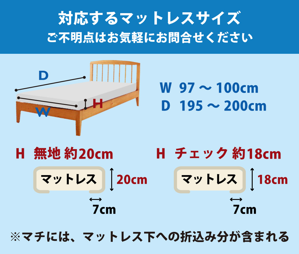 対応するマットレスのサイズ