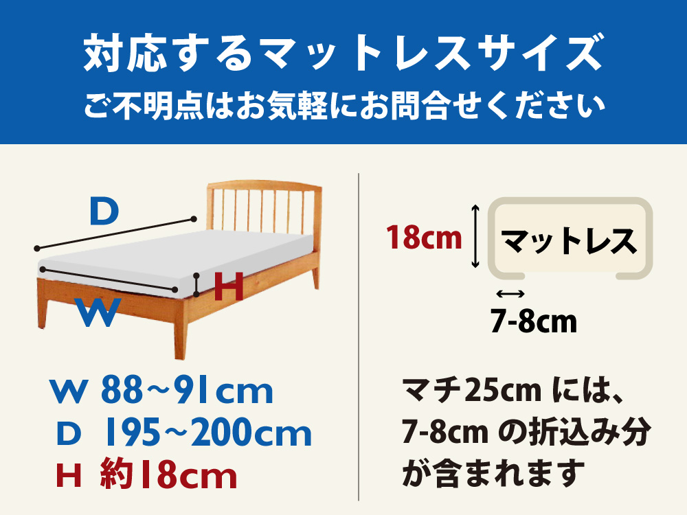 対応するマットレスのサイズ