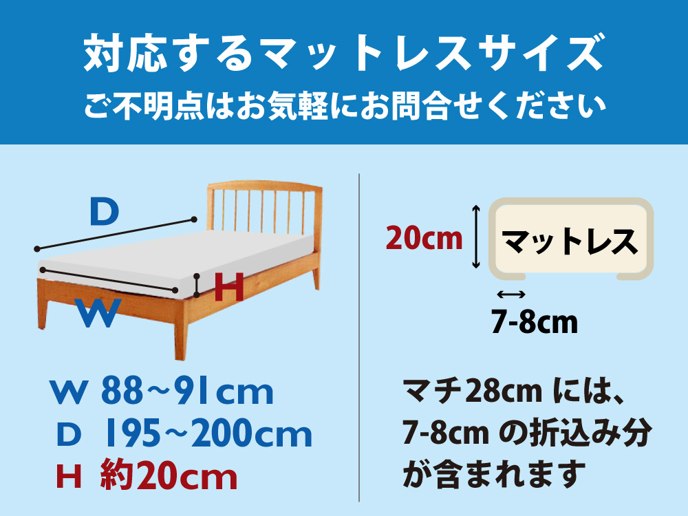 対応するマットレスのサイズ