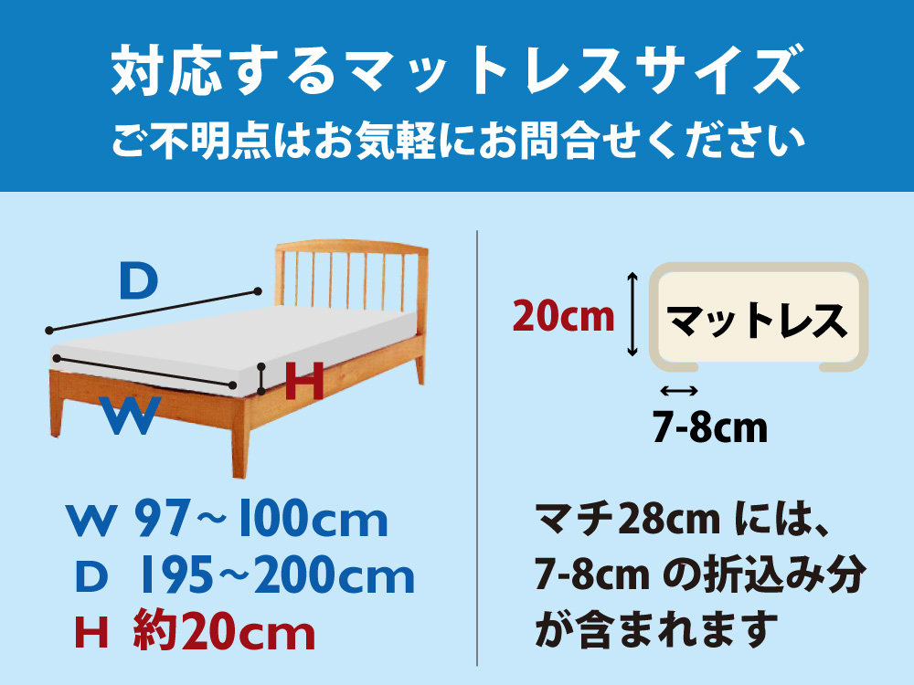 対応するマットレスのサイズ