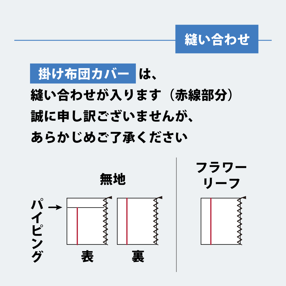 掛け布団カバーは縫い合わせあり
