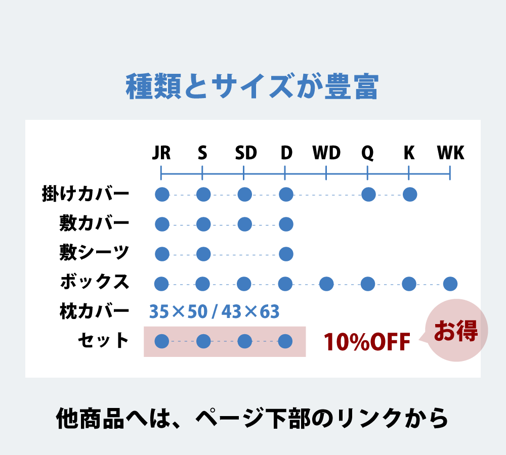 スイングシリーズの布団カバーとシーツは種類とサイズが豊富