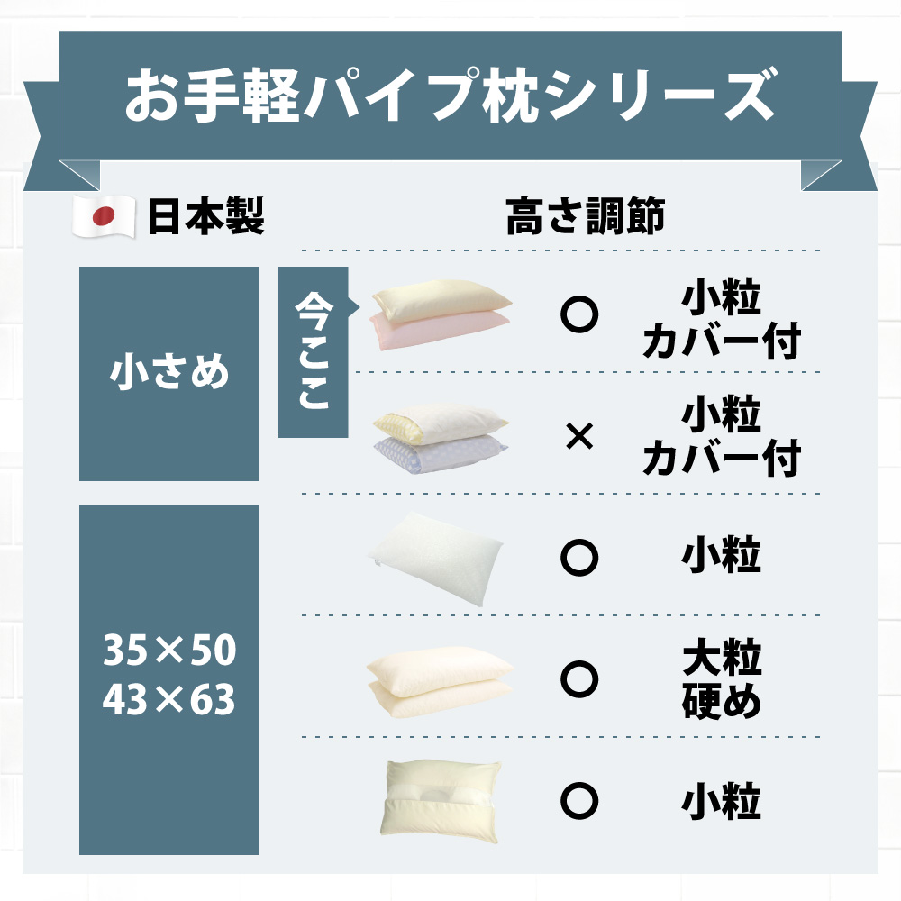 日本製のお手軽パイプ枕シリーズ