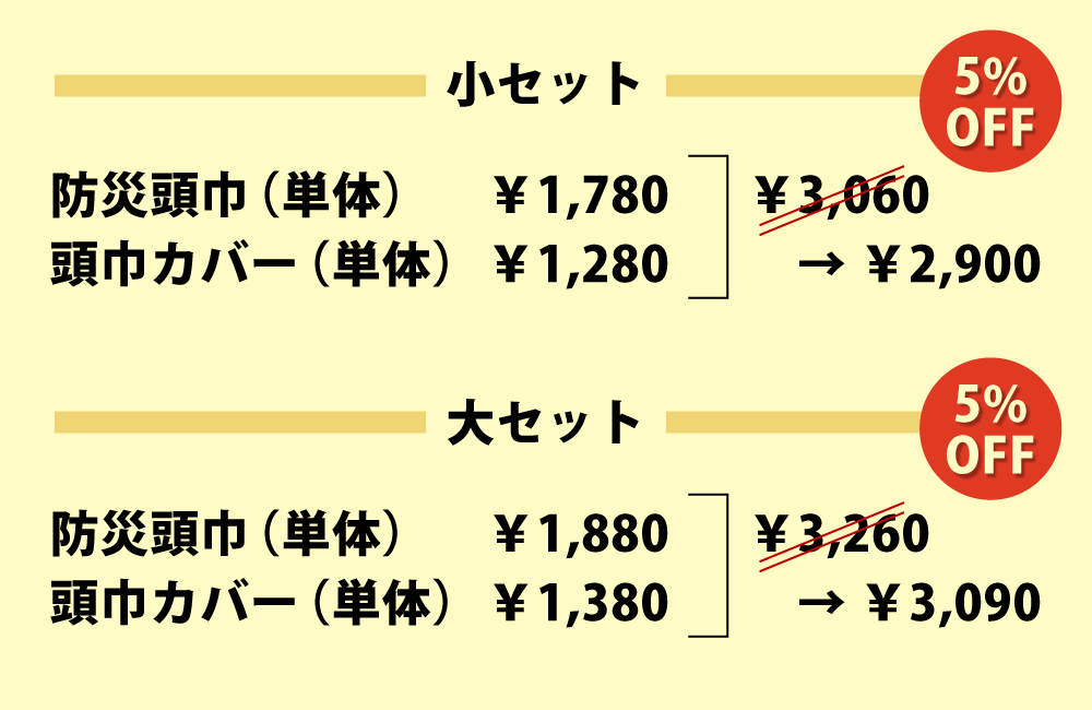 防災頭巾と防災頭巾カバーのセットはお得