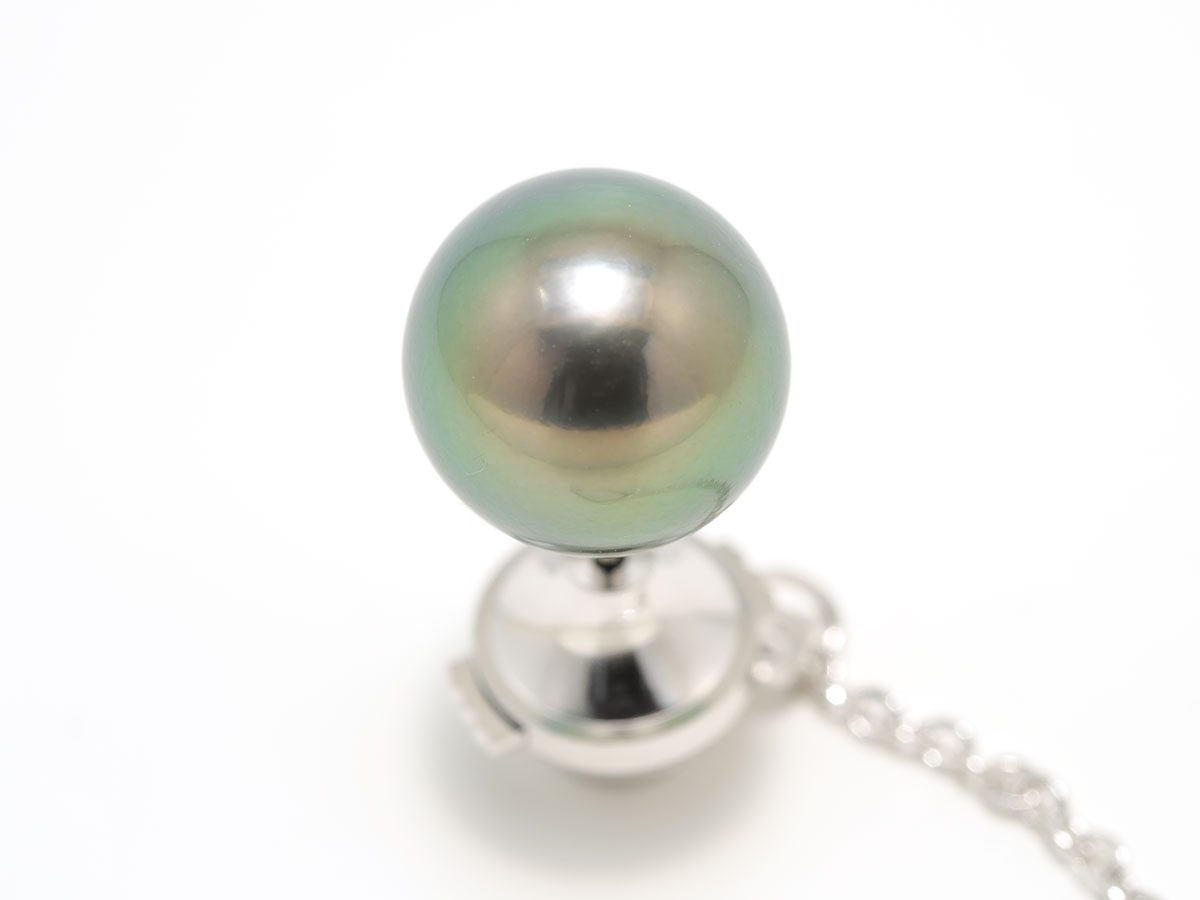 黒真珠（黒蝶真珠）１２mmタイタック（タイピン） : tht-12-0926 