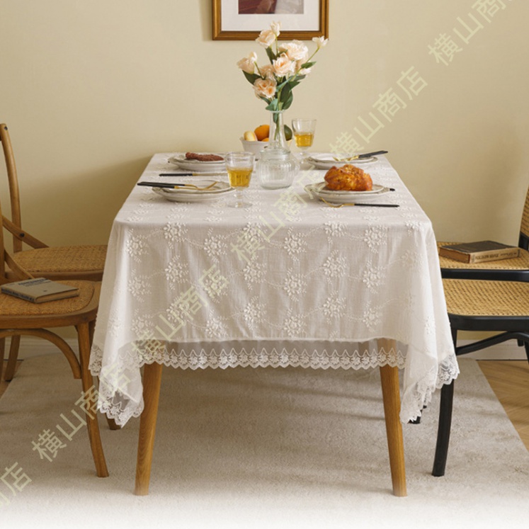 テーブルクロス 長方形 刺繍 レース 柔らかく花柄のテーブルカバー テーブルマット部屋 無地 おしゃれな白いレーステーブルクロス 食卓テーブルクロス  北欧 :elg-l81-IV6SN:横山商店 通販 