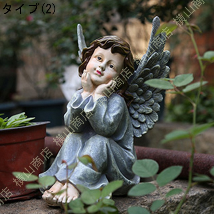 天使 石像 花を摘む ガーデン オブジェ 置物 www.browhenna.it