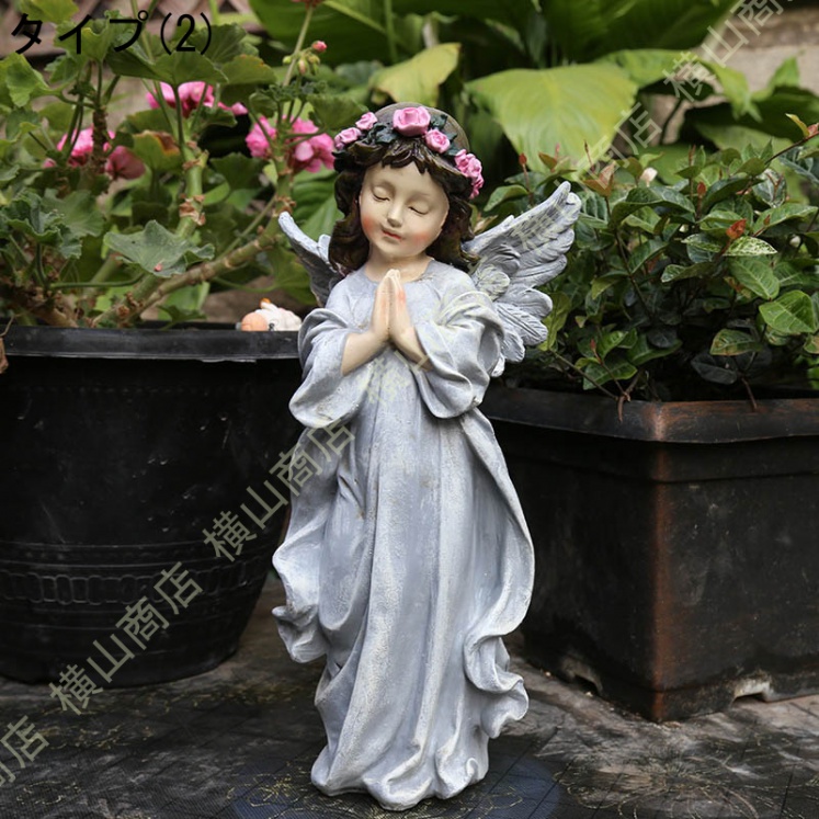 激安直営店 天使 石像 花を摘む ガーデン オブジェ 置物 日本特注