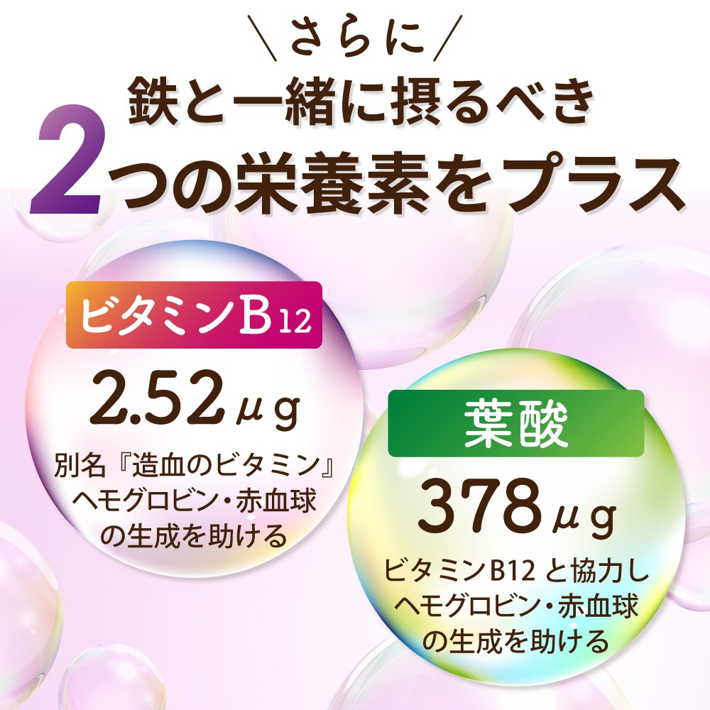 鉄分 サプリ 鉄18mg 3種の鉄リッチ 鉄分 ヘム鉄 フェリチン鉄 葉酸