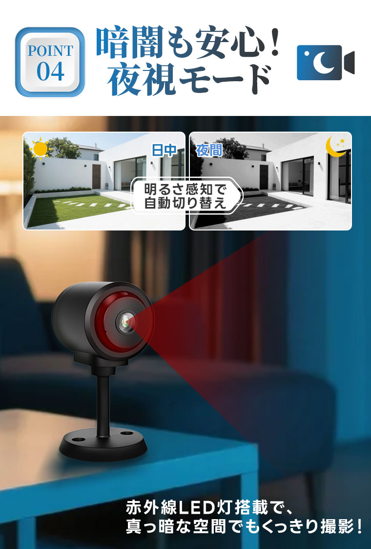 防犯カメラ ベビーモニター スマホ連動 WIFI ワイヤレス コンセント