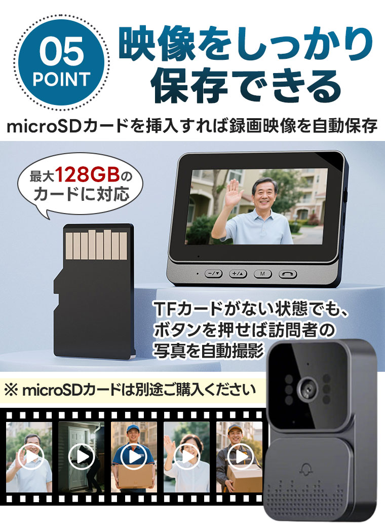 インターホン ワイヤレス 工事不要 ドアホン テレビドアホン カメラ