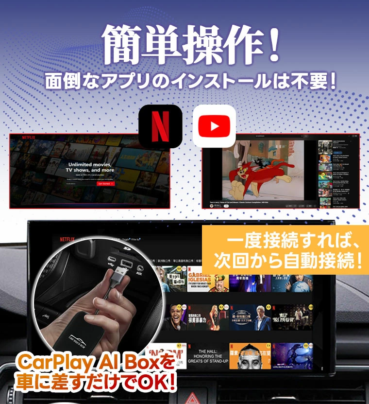 AI Box CarPlay ワイヤレス Car Play アダプター カープレイ IOSと