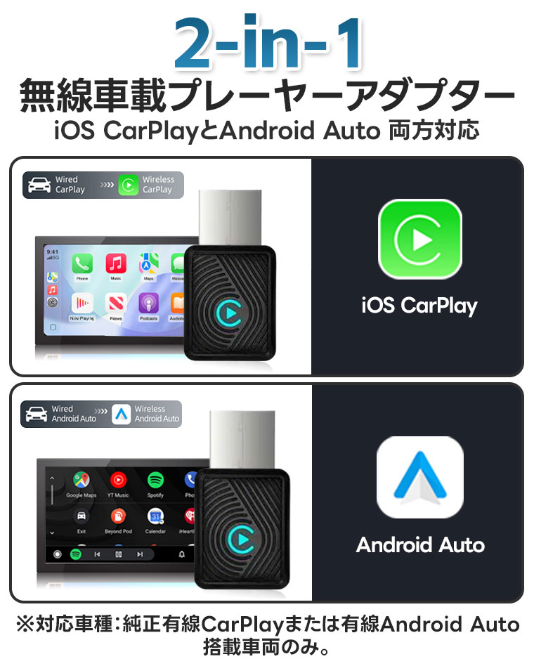 Carplay ワイヤレス アダプター CarPlay Android Auto 対応 WiFi