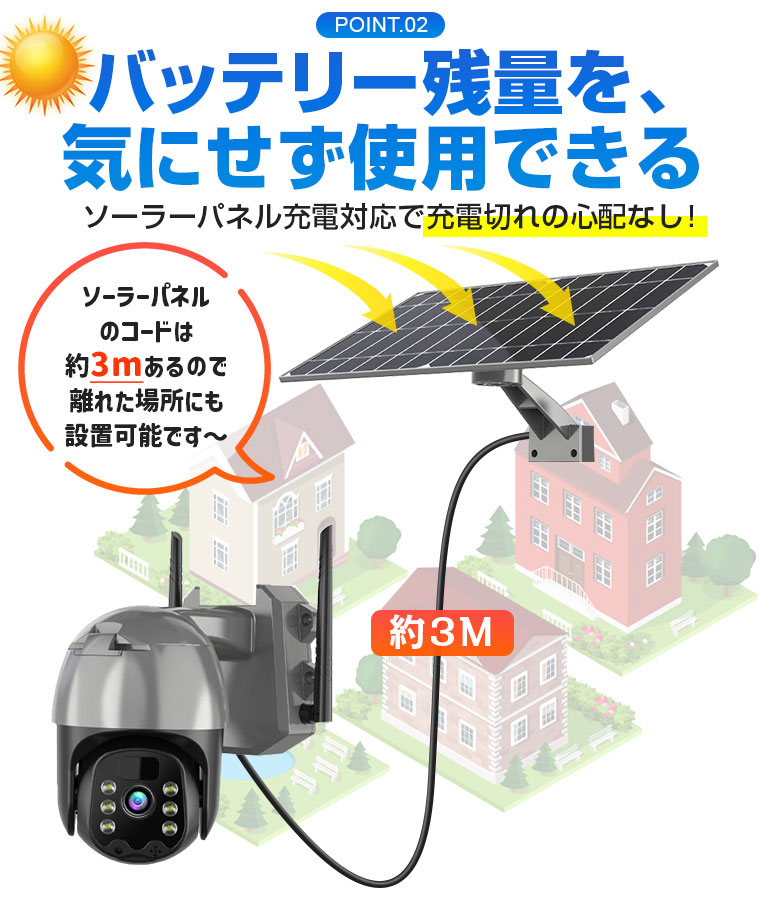 屋外防犯カメラ ソーラー充電 4K画質 配線工事不要 四つライト 電源不要 屋外用 防犯カメラ ソーラー ワイヤレス ネットワークカメラ 赤外線LED