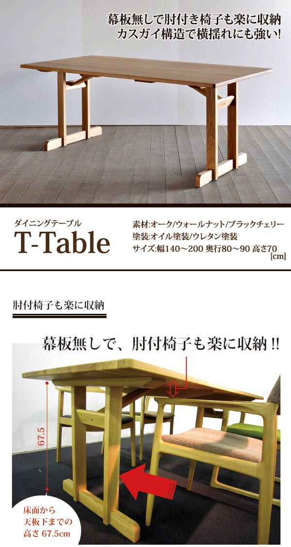 ダイニングテーブル ティーテーブル 200 レッドオーク材（柾目