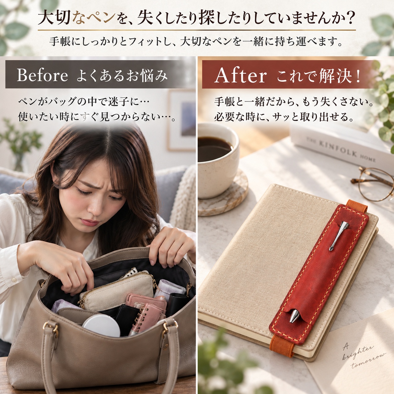 ペンホルダー 手帳用 本革 牛革 ゴムバンド 手帳バンド 1本差し ブック