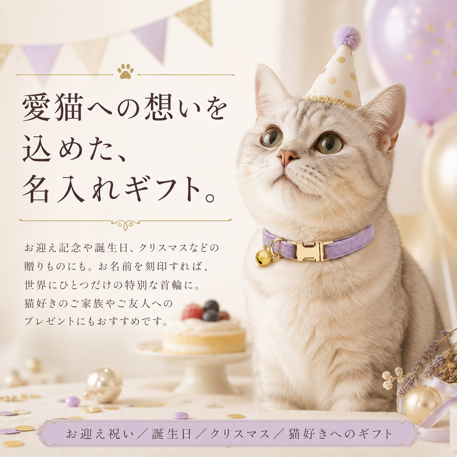 猫 首輪 鈴付き やわらかい起毛生地 名入れ 刻印無料 レーザー刻印