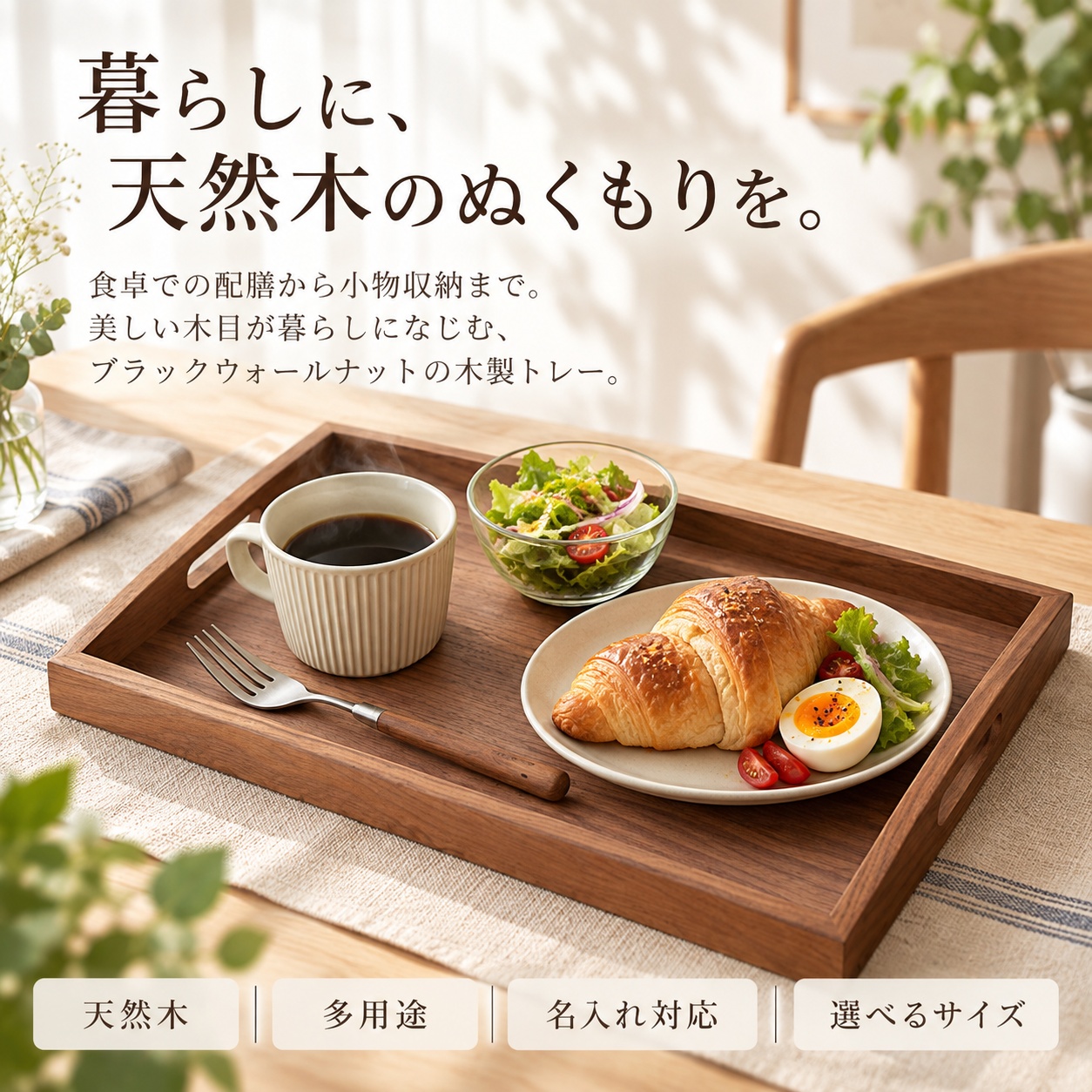 木製トレー 15枚セット 木 トレイ お盆 お食事トレイ プレート 木製トレー ウォールナット お盆 名入れ無料 レーザー刻印 名前入り