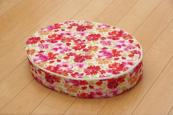スツール い草 花柄 楕円 スツール ピンク 約45×35×H15cm〔代引不可〕 :ds-1664111:よしだや !店 通販  
