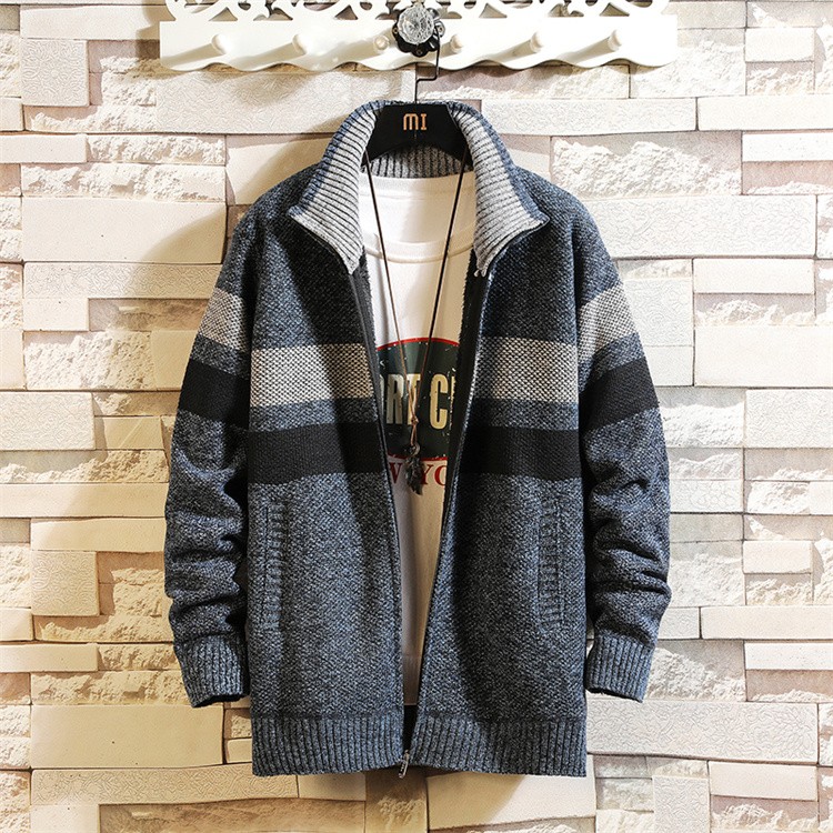 ニットカーディガン メンズ 裏起毛 カーディガン 厚手 防寒 ジャケット ボーダー 立て襟 メンズセーター 長袖 秋冬 Ssk 芳子オトリ 通販 Yahoo ショッピング