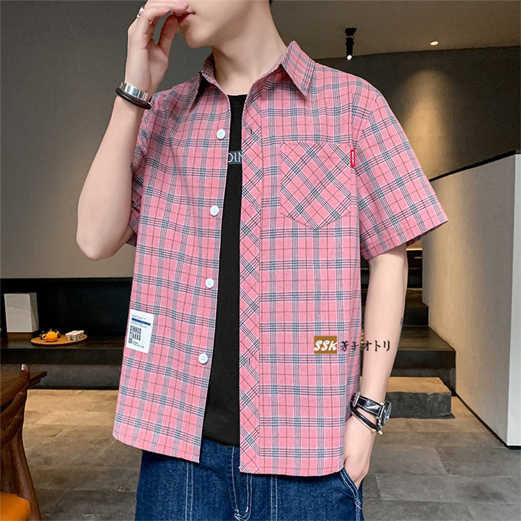 シャツ メンズ 夏服 カジュアルシャツ 半袖シャツ チェックシャツ トップス 通勤 シャツ お兄系 Ssk 芳子オトリ 通販 Yahoo ショッピング