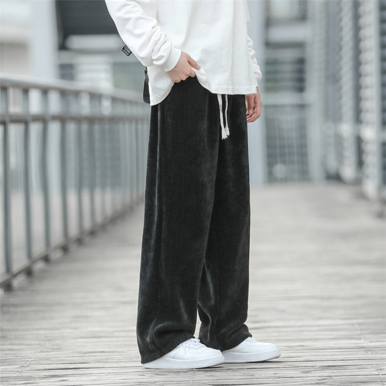 コーデュロイ風 パンツ シンプル ブラック ストリート ダンス ズボン メンズ