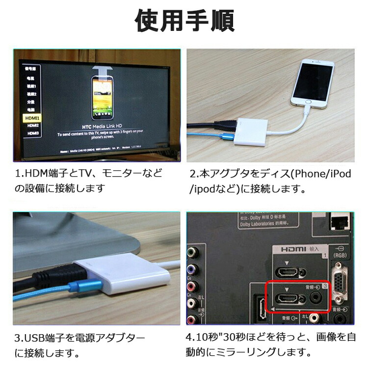 HDMI変換アダプター ライトニング type-c 変換アダプター 変換ケーブル lightning スマホ iphone ipad アイフォン｜yoshimi-ya｜07