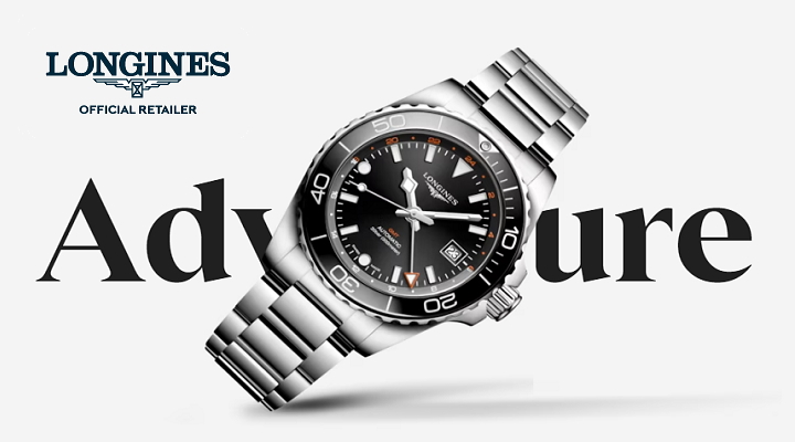 ロンジン ブラックダイアル 自動巻き腕時計 LONGINES ロンジン 腕時計 ハイドロコンクエスト GMT ブラック