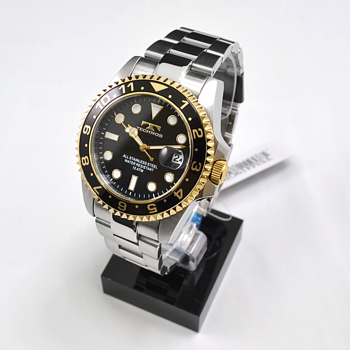 テクノス メンズ 腕時計カレンダー付T9B74TG ゴールド/ブラック TECHNOS（時計） TECHNOS テクノス メンズ 腕時計 ブラック