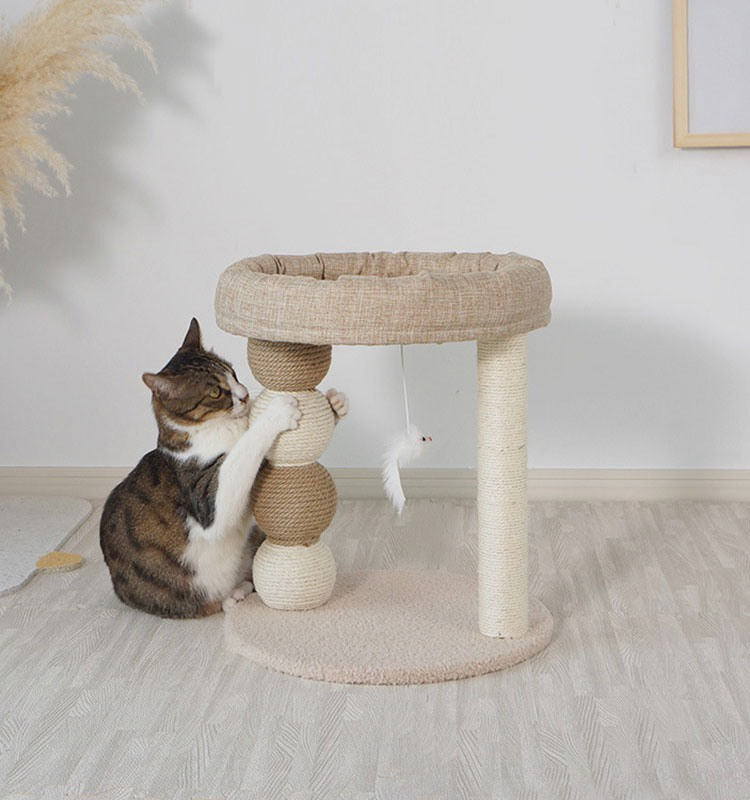 キャットタワー 省スペース 据え置き型 猫用爪とぎポール 猫タワー