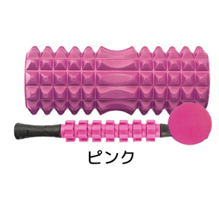 SISPO 筋膜ローラー レッド 充電器付き 筋膜リリース ローラー 3点セット ストレッチグッズ マッサージ