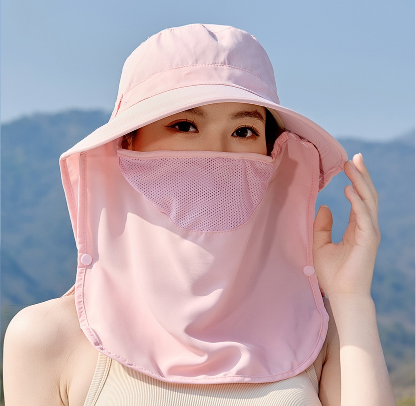 花柄　日よけ帽子 ピンク★Mサイズ★つば長め 日よけ帽子 レデース　ハンドメイド サファリハット ネックガード帽子 ハットレディース 日よけ帽子 UV