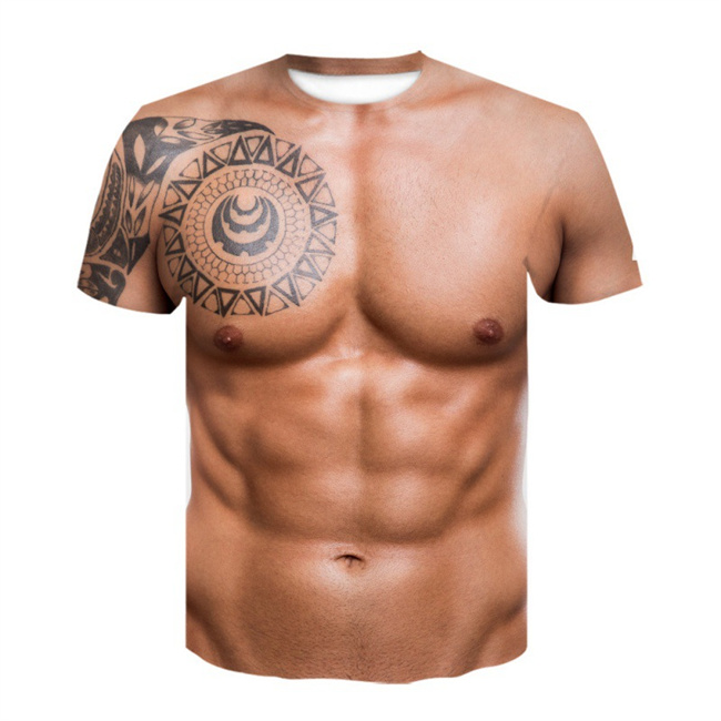 筋肉Tシャツ メンズ Tシャツ 3Dデジタル プリント 半袖