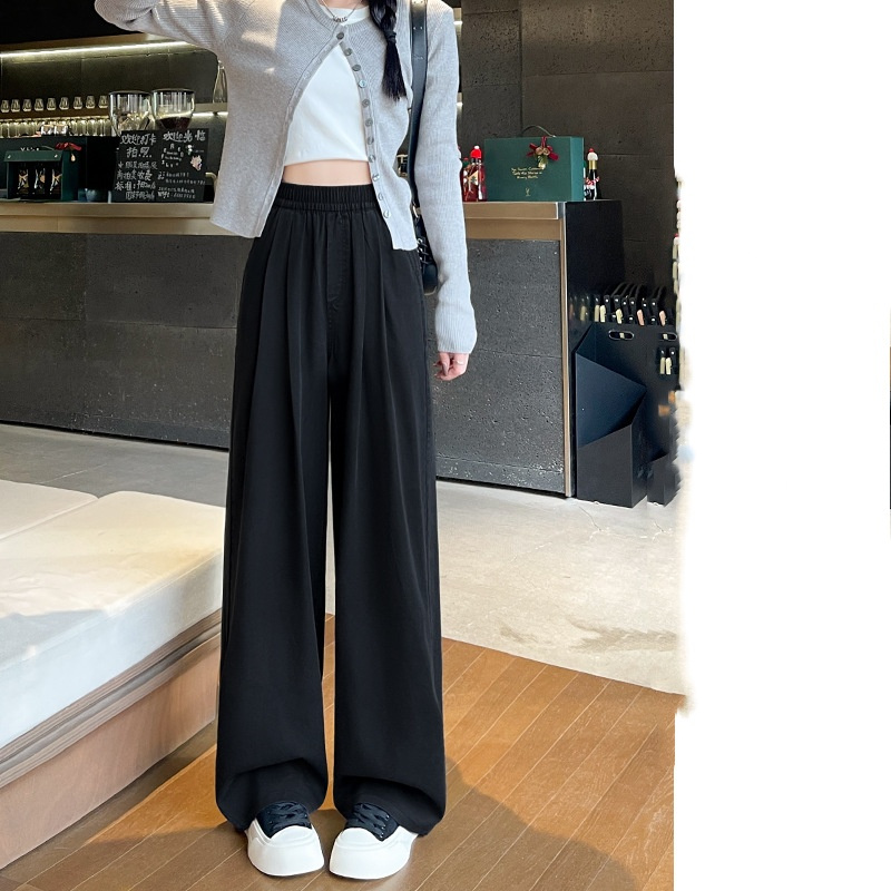 デニムパンツ ひんやり 接触冷感 ワイドデニムパンツ  涼感ワイドデニムパンツ ウエストゴム レディース ハイウエスト ジーンズ |  | 02