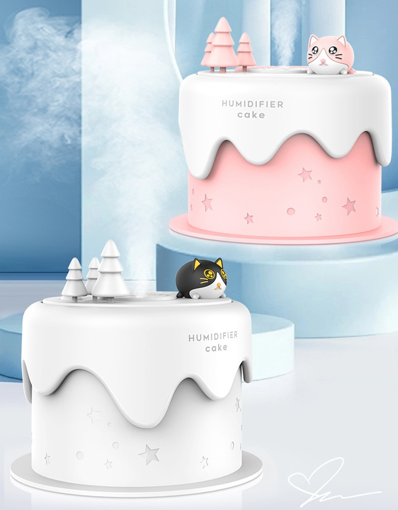 かわいい猫型ミニ加湿器 静音 大容量 アロマ機能付き 超音波式加湿器