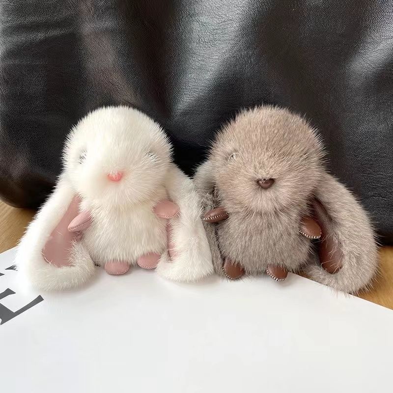 キーホルダーぬいぐるみ かわいい ウサギ ミンク毛 うさぎ