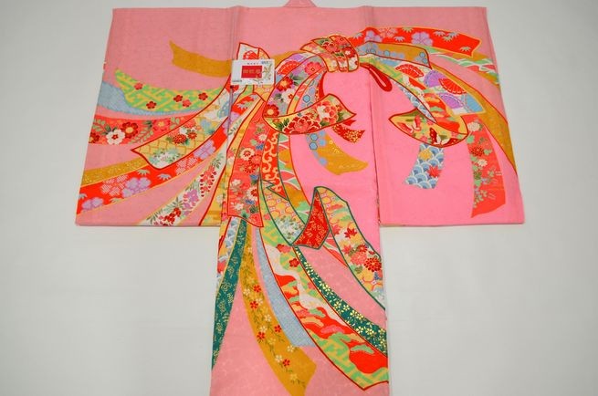 お宮参り着物 女の子 赤ちゃん着物 産着 刺繍 束ね熨斗 ピンク om-l