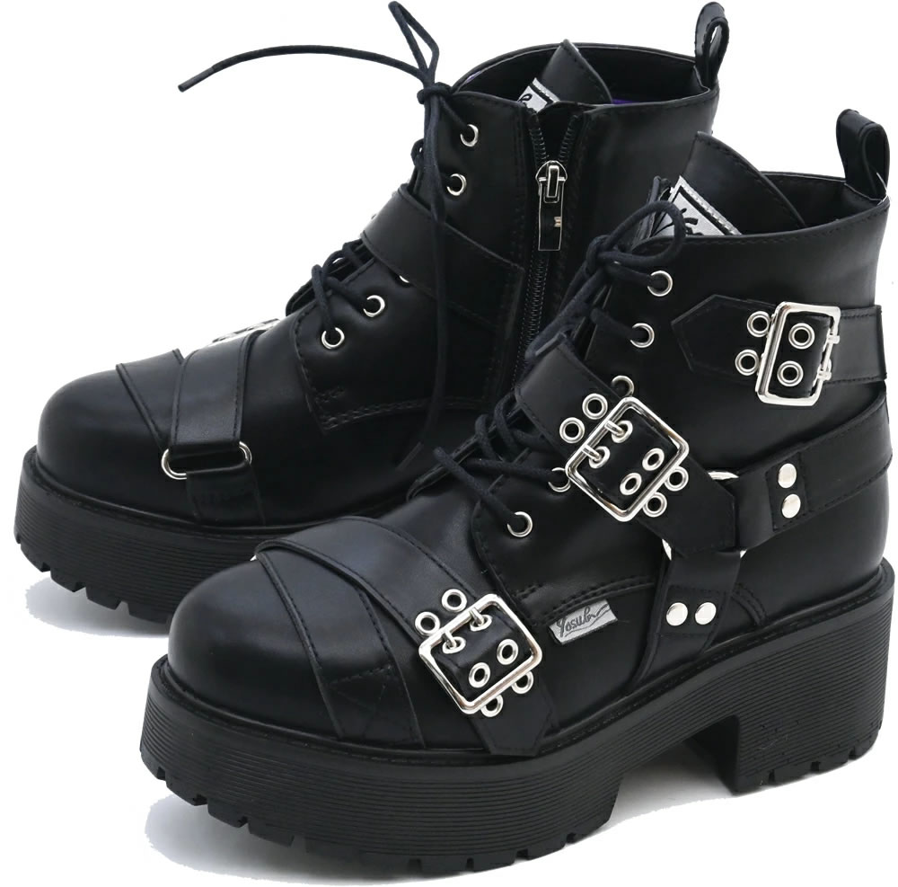 YOSUKE ヨースケ 厚底ブーツ レディース ベルト付き 防滑ソール