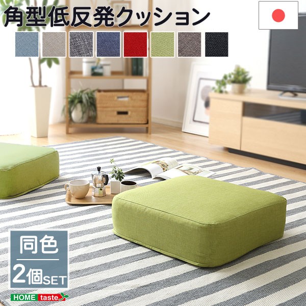 低反発 クッション/座布団 〔角型 同色2個組 ブラウン〕 幅48cm 日本製