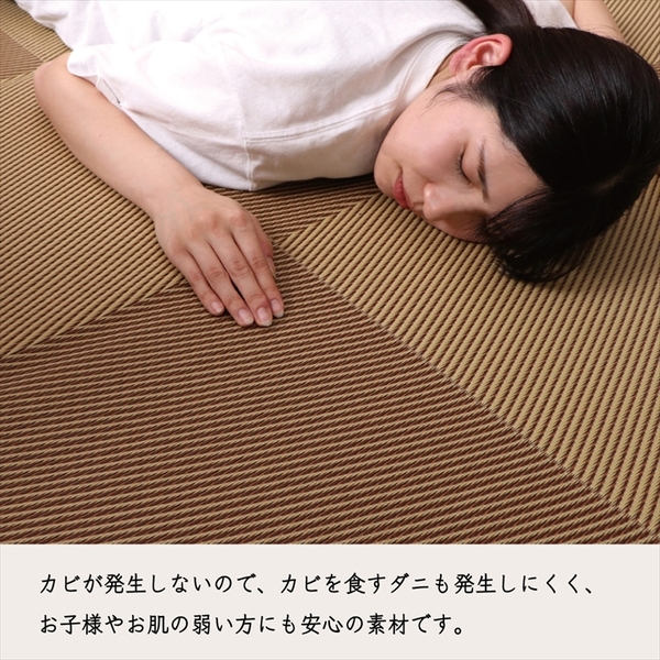 洗える ござ 日本製 国産 カーペット ブラウン 江戸間8畳(約348×352cm 
