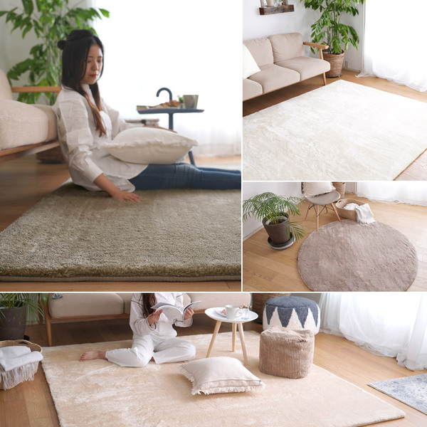 ラグマット 絨毯 約190×190cm ラベンダーアッシュ 洗える オール