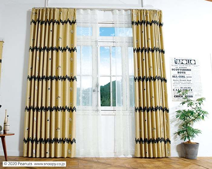 キャラクター デザインカーテン 洗える 遮光 日本製 スヌーピー