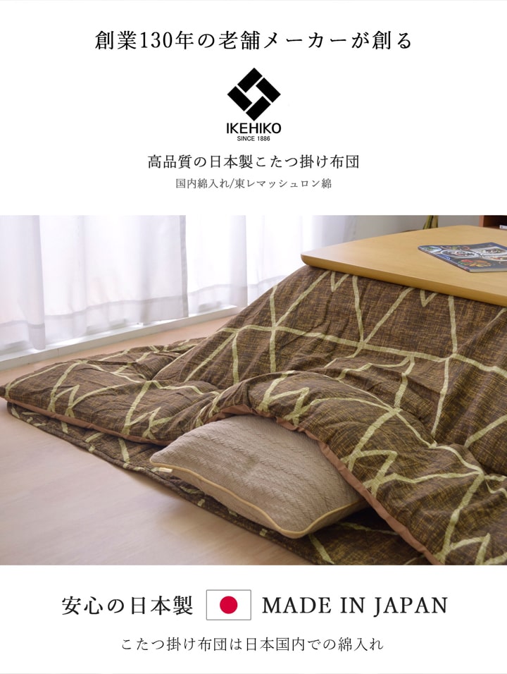 イケヒコ フォルム 掛敷セット (I) こたつ布団 正方形 シンプル 幾何柄